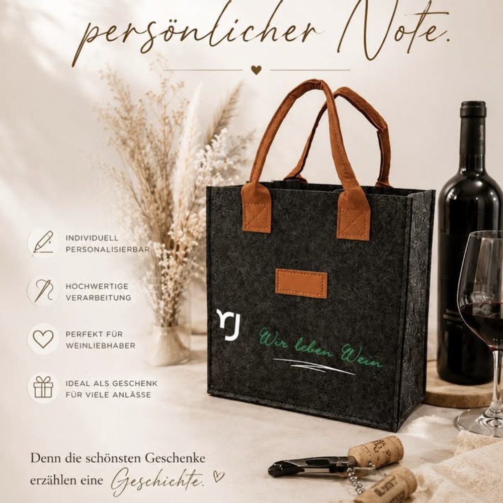 Personalisierte Filz-Weintasche mit Logo-Druck